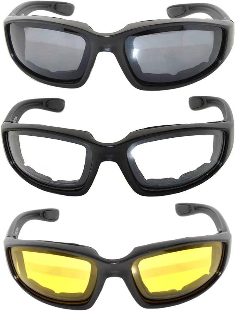 OWL Motorcycle Riding Sport Sunglasses Assorted Color Multipacks, Unisex Foam Padded Wind Blocking Glasses UV400 Protection - Image 2